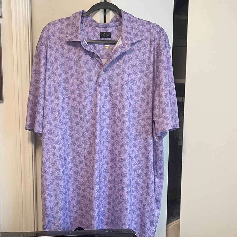 Greg Norman Collection Lavender Floral Short-Sleeve Polo